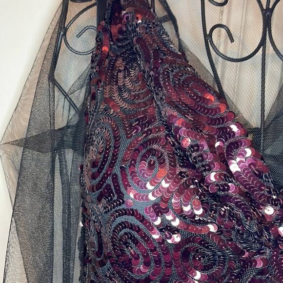 Dries Van Noten Carti black net mesh purple sequins layered top - Picture 4 of 12